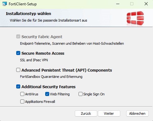 Aktivierung des Webfilters in Forticlient